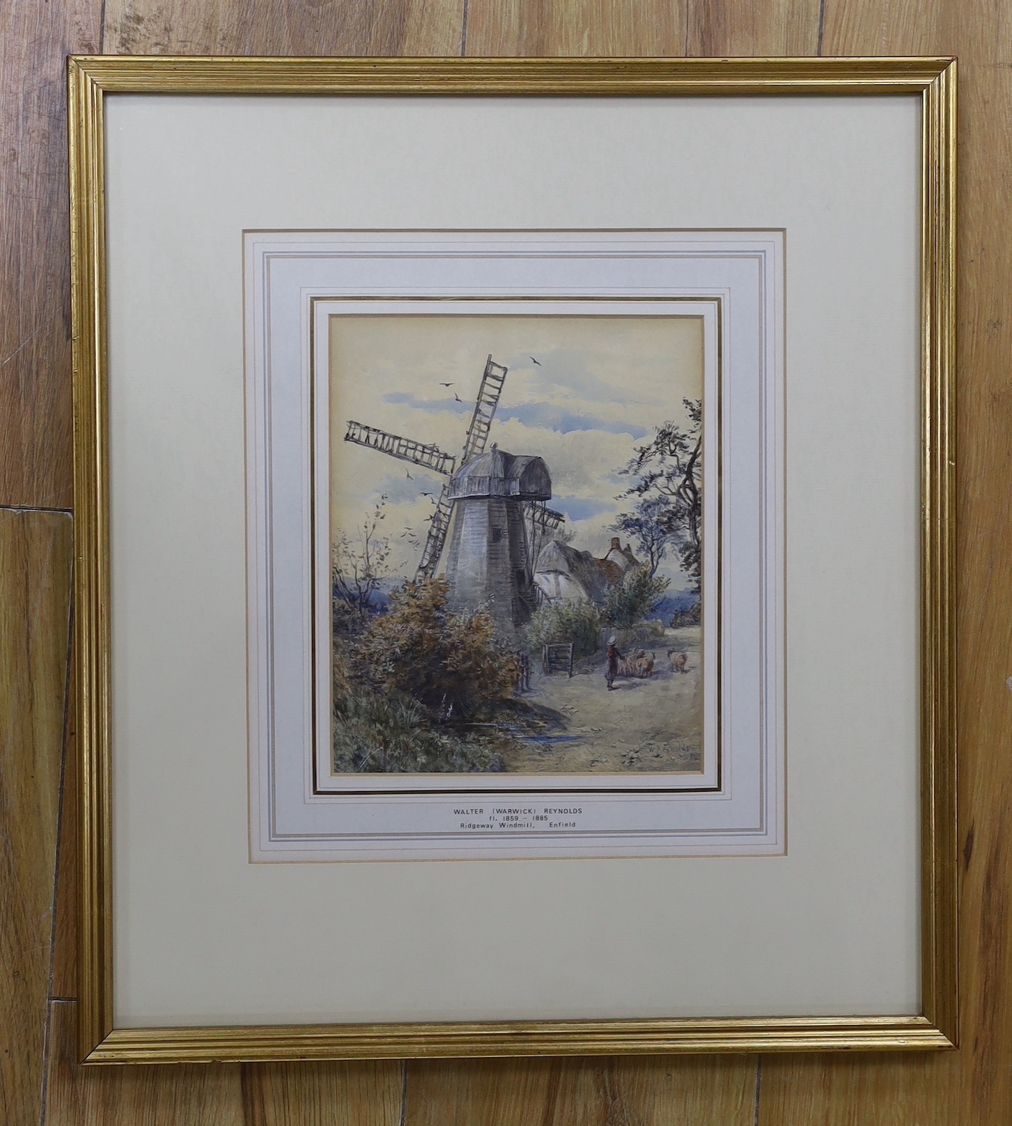 Walter Warwick Reynolds (fl.1859-1885), watercolour, 'Ridgeway Windmill, Enfield’, signed and dated '84, 20 x 16cm